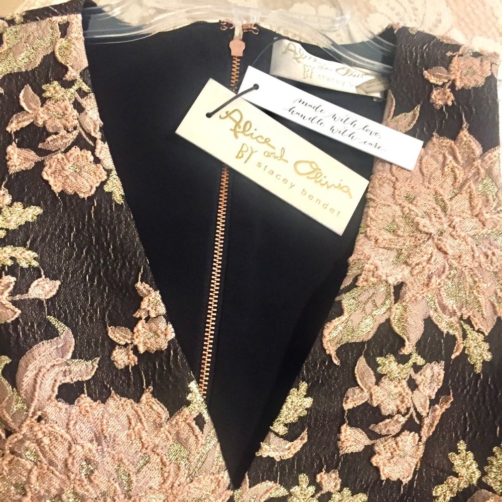 NWT Alice & Olivia Brocade Lantern A Line Dress 4